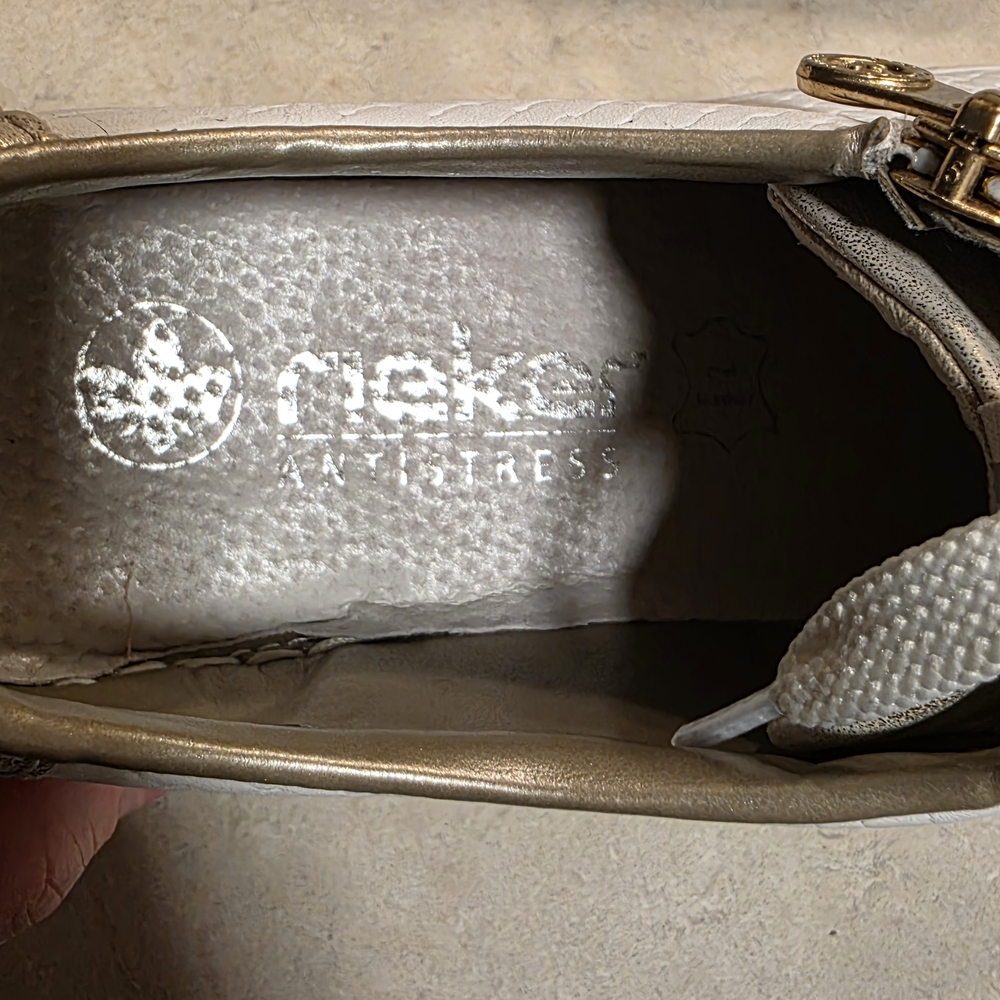 Rieker White Textured Sneakers with Gold Accents - Picture 5 of 8